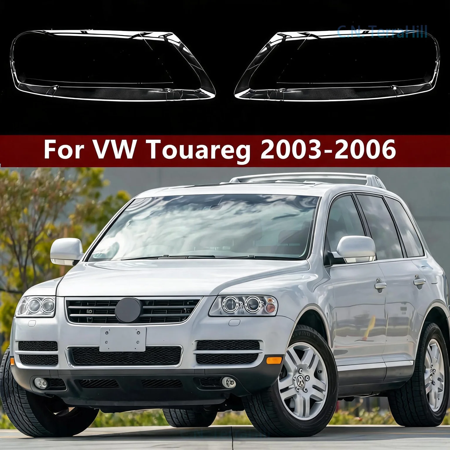 Headlight Lens Cover for VW Touareg 2003 2004 2005 2006, Front Lamp Transparent Shell, Replacement Headlight Housing