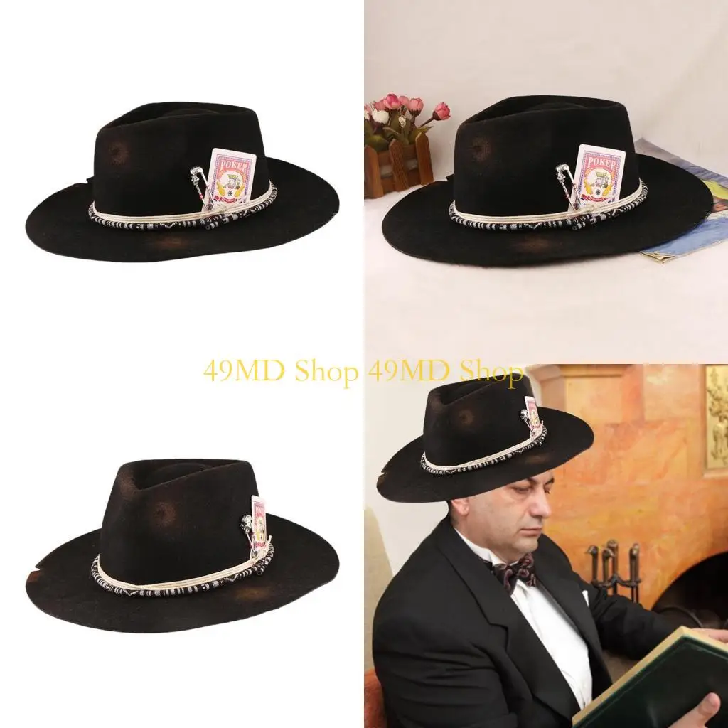 49MD Homburg Top Hat Old School Porkpie Hat Exotic Panama Hat Belt Cowgirl Hat