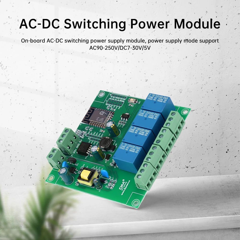 Relay Module WiFi 4‑Channel ESP8266 Development Board Voltage Monitoring Relay Industrial Parts for Wireless Control DC7-30V/5V
