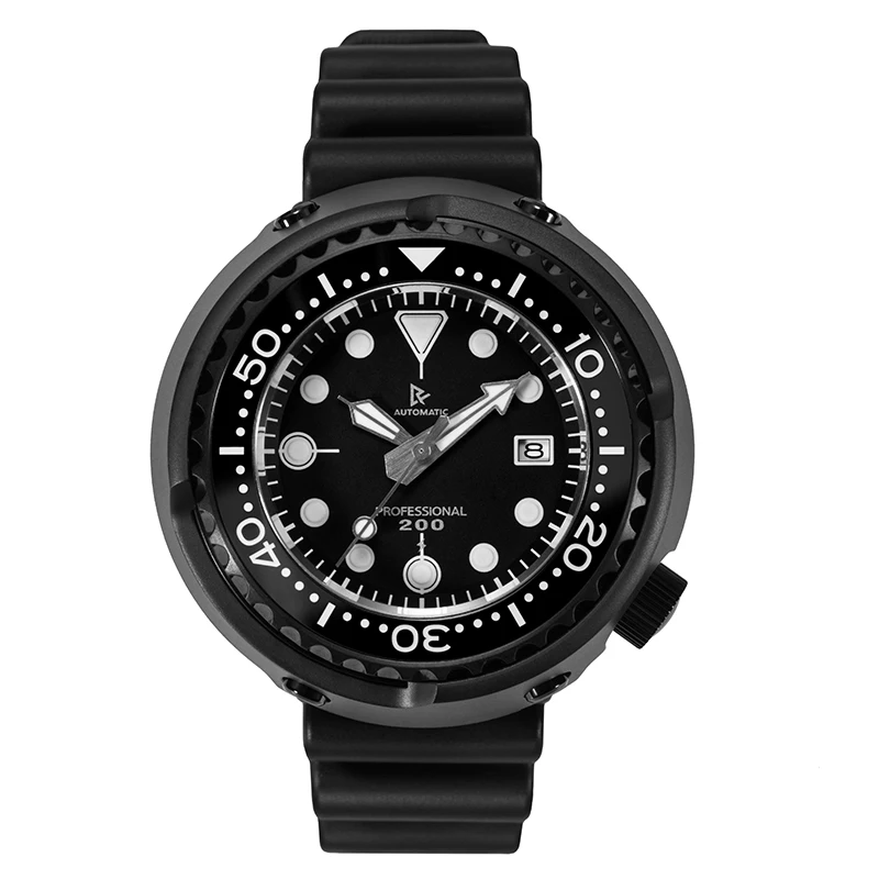 Imagem -06 - Retangula-titanium Tuna Diver Ver For Homem Nh35 Movement Relógios Mecânicos Automáticos Sapphire 200m Waterproof Date Pvd Revestido Data