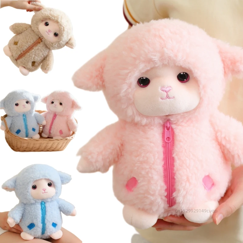

25cm Cartoon Cute Sheep Plush Doll Pillow Brown Pink Blue Dress Up Sheep Animal Stuffed Toy Home Decoration Gift For Children