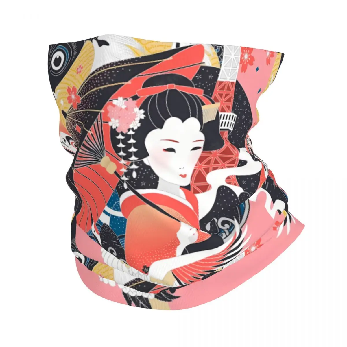 Japanese Geisha (4) Scarf Neckerchief Neck Face Mask Polyester