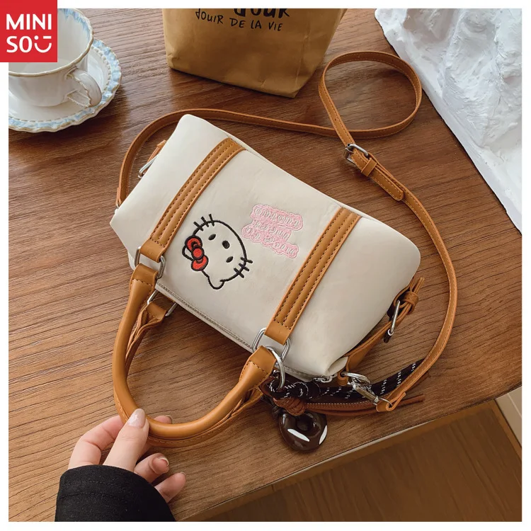 Miniso Hello Kitty Handbag 2025 New, Cute Cartoon Retro Pillow Bag, Crossbody Shoulder Purse