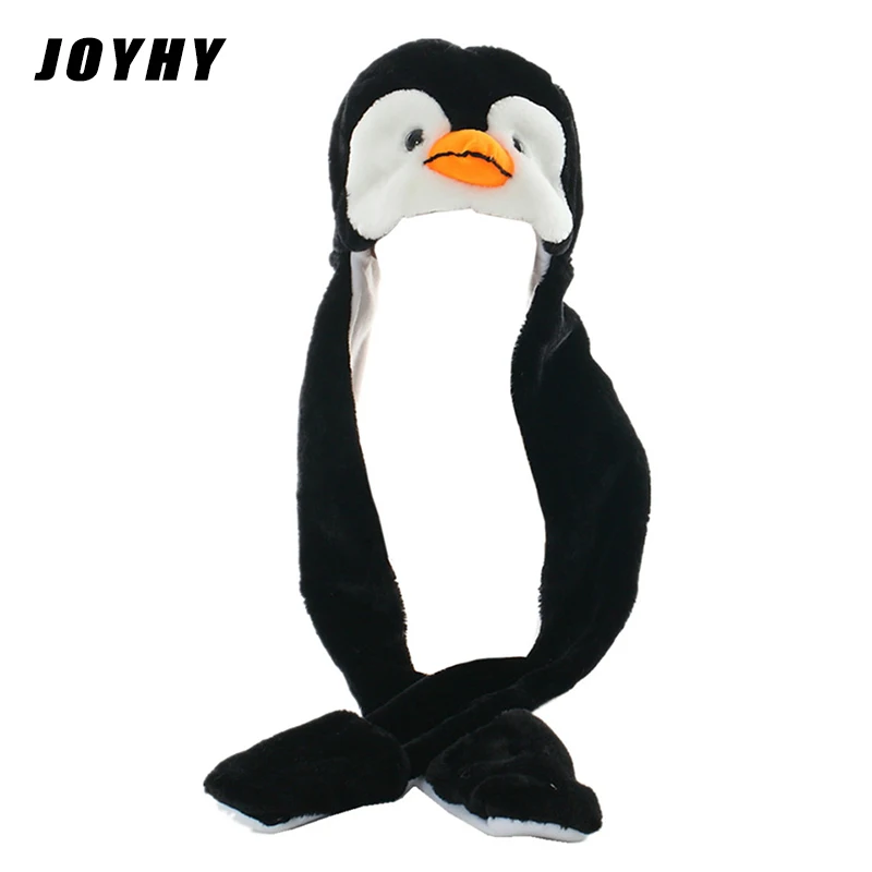 JOYHY Kid's Cute Plush Black Penguin Animal Hats with Paws Gloves Women Teenagers Boys Girls Halloween Christmas Beanie Caps