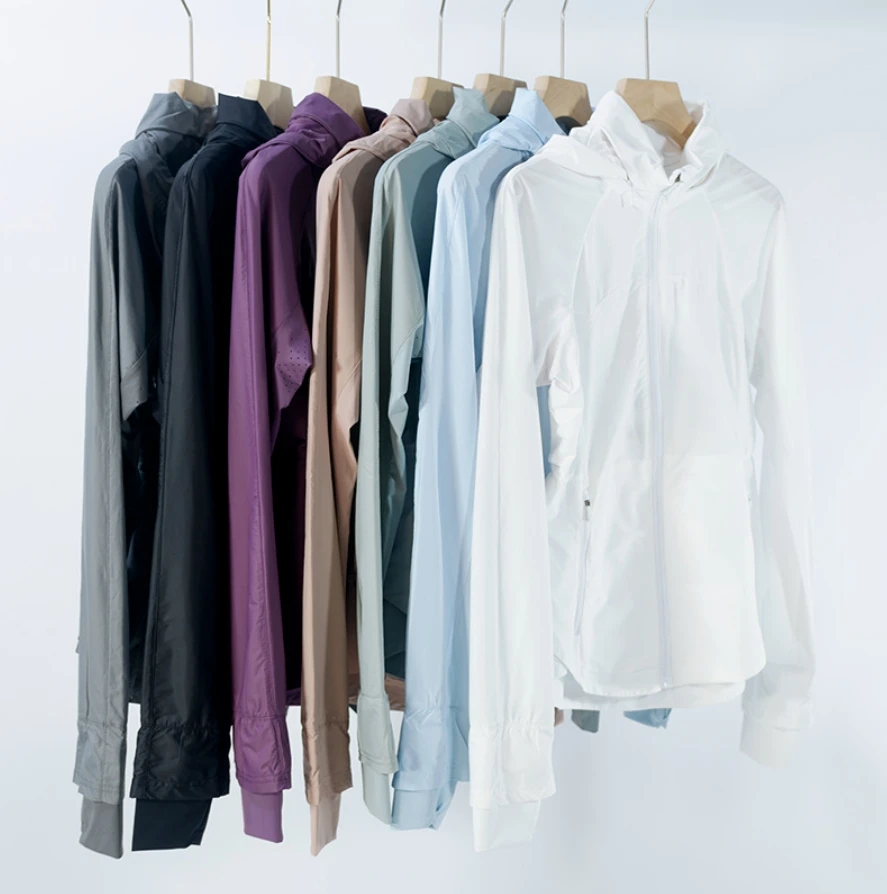 

Summer yoga wear, outdoor 100+UV- hooded sun-protective clothing, sun protection, ice-feel, breathable and quick-drying wom