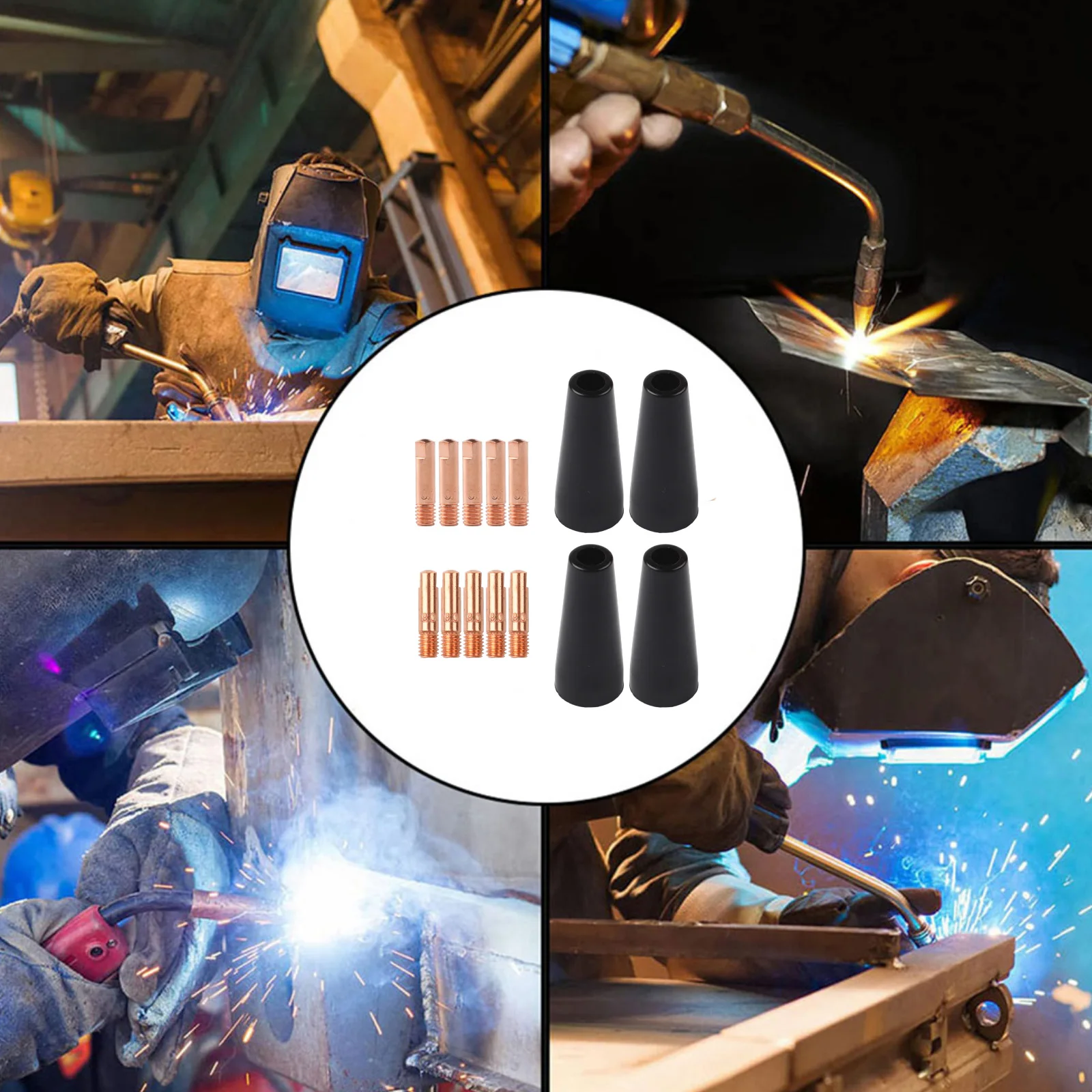 

MIG Welding Tips Flux Core Kit Metal Fabrication Welding Accessory Copper And Brass Material Heat Resistant Design