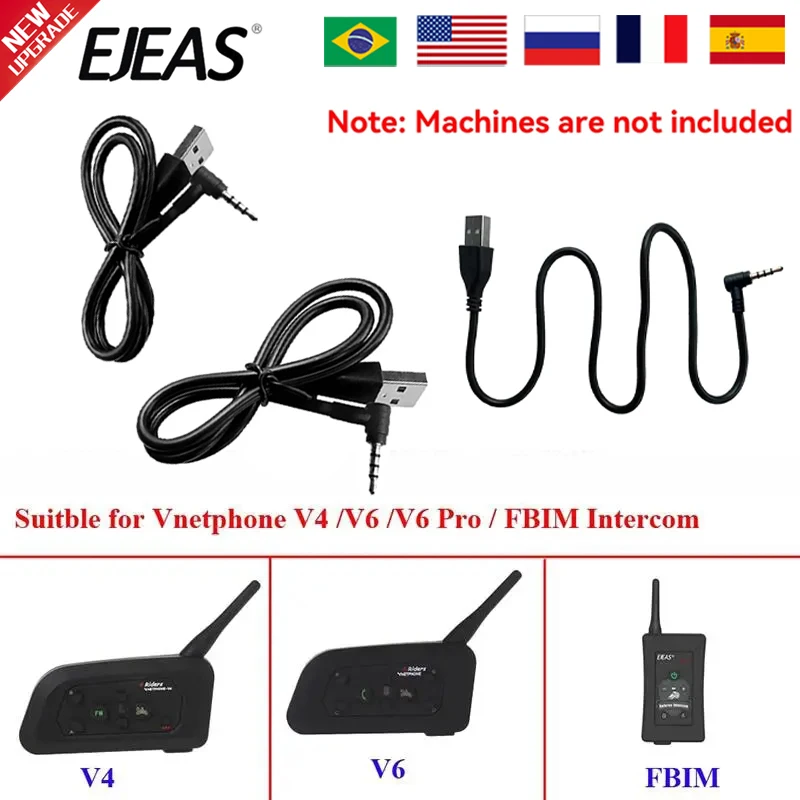 

4/2/1 шт. USB-кабель для зарядки, разъем 3,5 мм для EJEAS V6 PRO, мотоциклетный шлем, аксессуары для домофонной гарнитуры FBIM Vnetphone V6