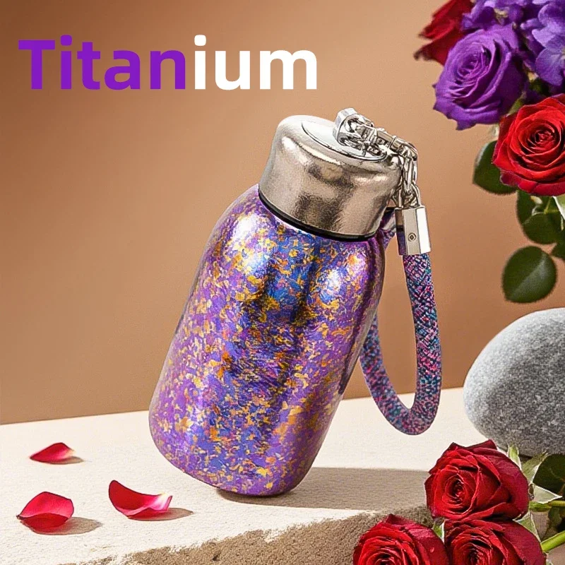 チタン製サーモボトル-ポータブル-ランヤード付き-ミニ-9オンス-280ml-二重壁真空断熱タンブラー-水筒-タイタンベリーカップ-フラスコ-タンブラー-タイチノ