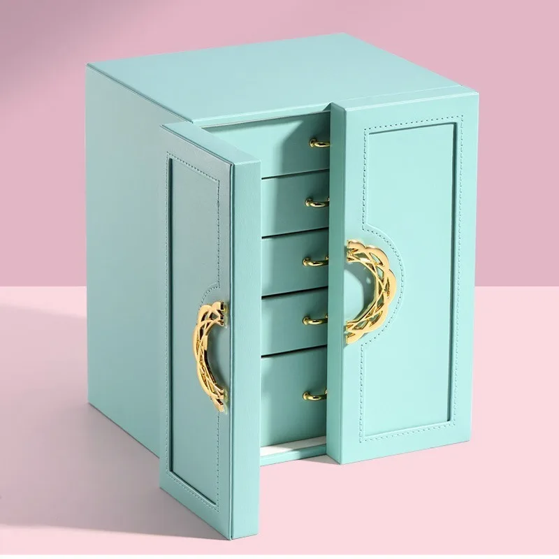 Leather Dustproof Jewelry Boxes Multi-layer Compartment Movable Jewelry Storage Boxes Modern Luxury Ring Necklace Storage Case