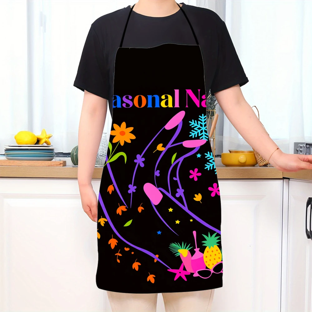 Seasonal Nail Art Apron With Colorful Floral And Tropical Design For Manicure Salon Use
