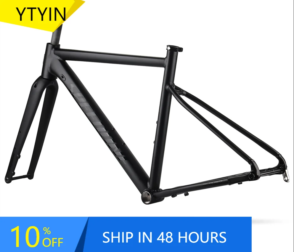 

YTYIN Aluminum Alloy Competition Bike Frame 700C Internal Route Road Frame with Carbon Fork