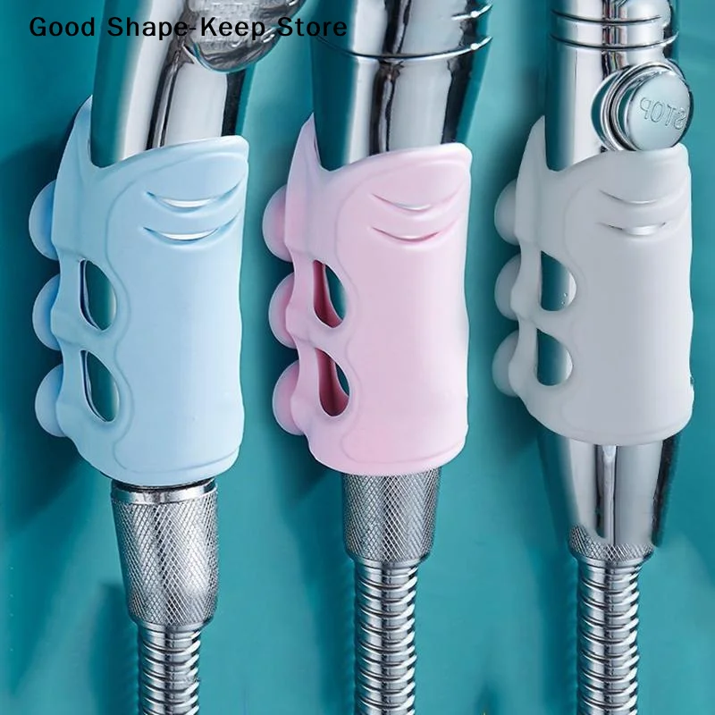 Adjustable Reusable Silicone Movable Shower Head Holder With Suction Cup Punch-free Shower Holder Bathroom Hooks Accessories