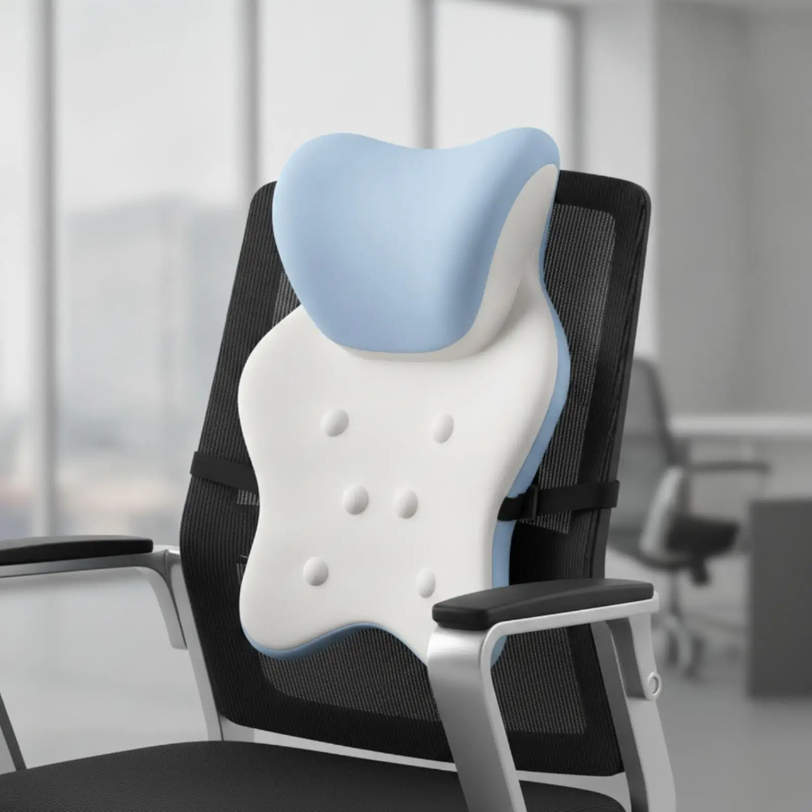 Portable Ergonomic Office Neck Pillow Headrest Support for Computer Chair Memory Foam Cushion with Nylon Strap