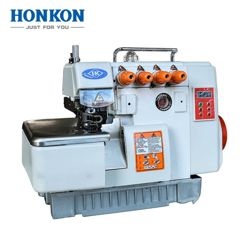 HK 747 HOT SALE CHEAP PRICE BELT DRIVEN FOUR THREAD INDUSTRIAL OVERLOCK SEWING MACHINE