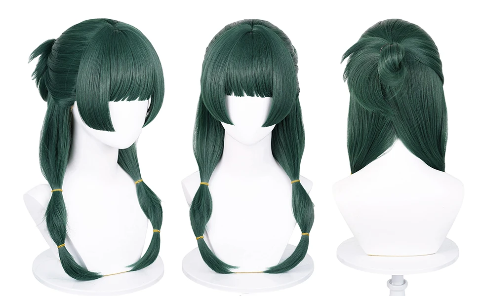 Anime Maomao Cosplay Perücke, 50 cm lang, dunkelgrün, Mao Mao Perücken, hitzebeständiges Kunsthaar, Maomao Cosplay Perücken – Detail 2