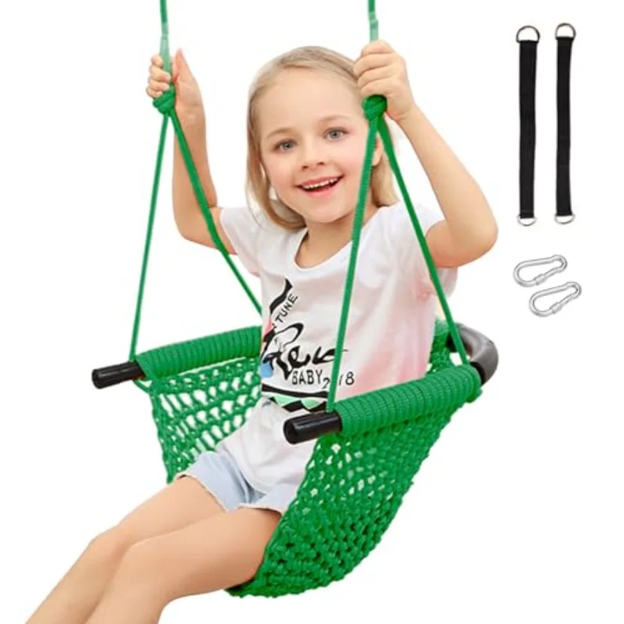 

Toddler Swing Swing Seat for with Heavy Duty Adjustable Ropes Hand-Knitting Secure Swing Set for Indoor Porch Outdoor Playgroun