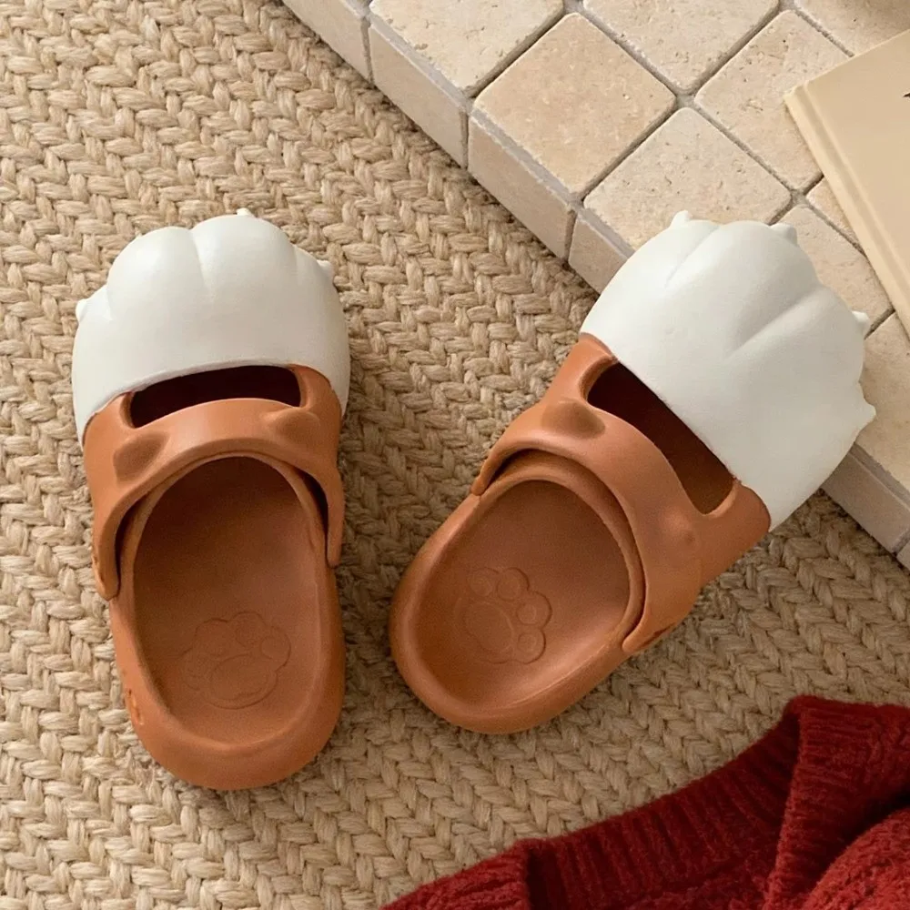 1 Pair EVA Cat Paw Slippers Anti Slip Wear-resistant Perforated Shoes Waterproof Thick Soled Claw Flip Flops view 3