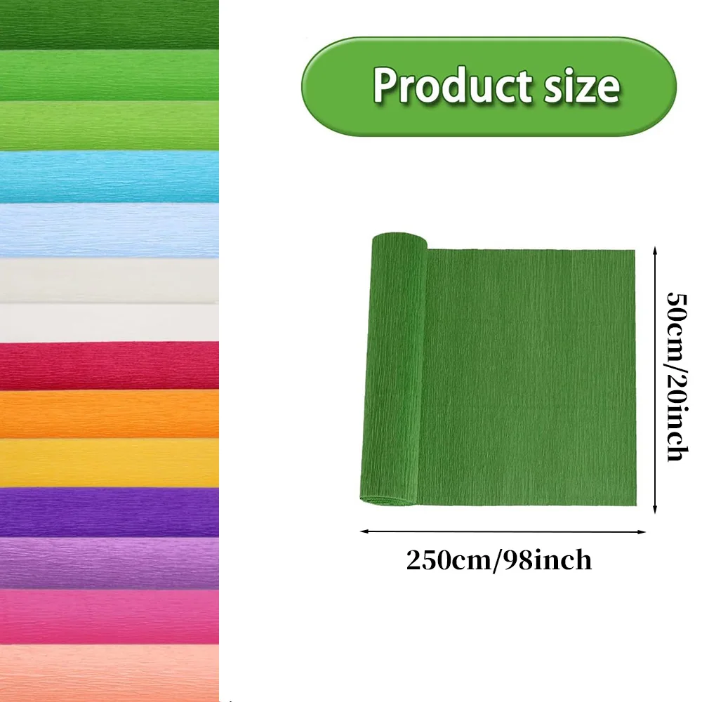 50x250cm/Roll Colored Crepe Paper Origami Crinkled Crepe Paper Craft Handmade DIY Paper Flowers Wrapping Paper Craft Party Decor