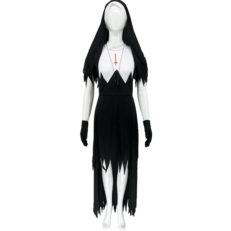 زي راهبة زومبي للهالوين للبالغين، زي مصاص دماء وشيطان، رداء كاهنة للنساء، زي صيني تقليدي للعروض المسرحية