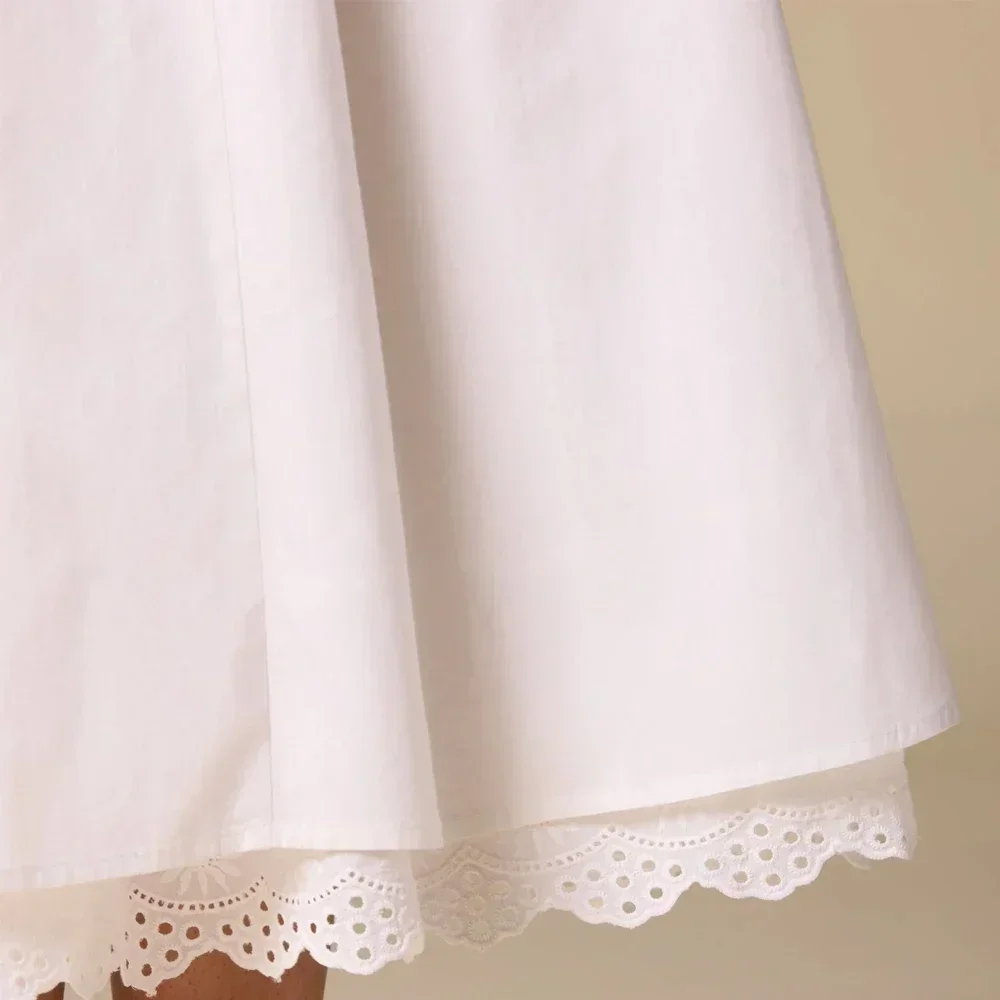 화이트 레이스 트림 홀터 미디 드레스 A라인 이브닝 드레스 포멀 모던 정교한 고품질 프로모션 파티 가운 여성 맞춤형