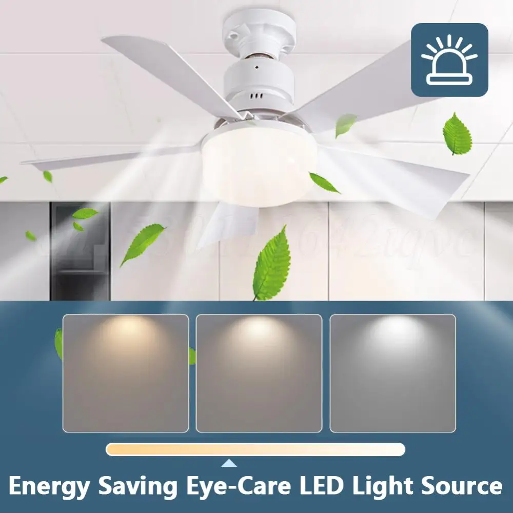 LED Ceiling Fan Light With Remote Dimming Function E27 Socket 30W Mini Fan Lamp Suitable For Household Bedroom Study Kitchen