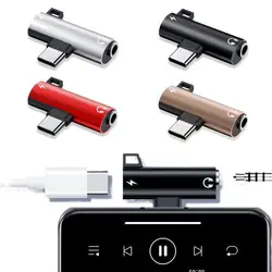 2 in 1 Type-C to 3.5mm Jack Adapter 90° Elbow Design Jack and Charging Adapter USB Type-C to 3.5mm Jack Splitter