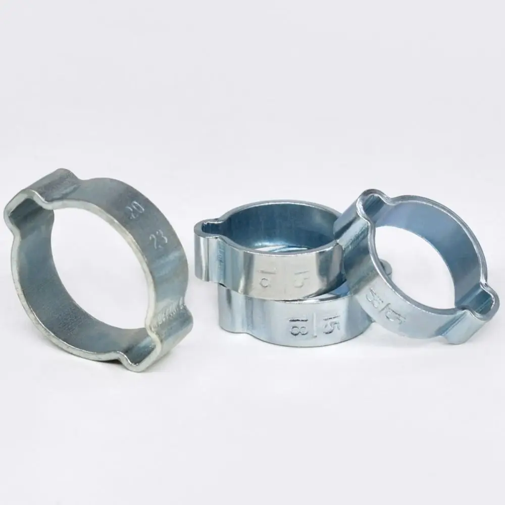 10Pcs Adjustable Double Ears Hose Clamp Worm Drive Assortment Kit Pipe Clip Zinc Plated Fixed Pipe Hoop Fuel Tube Water Pipe