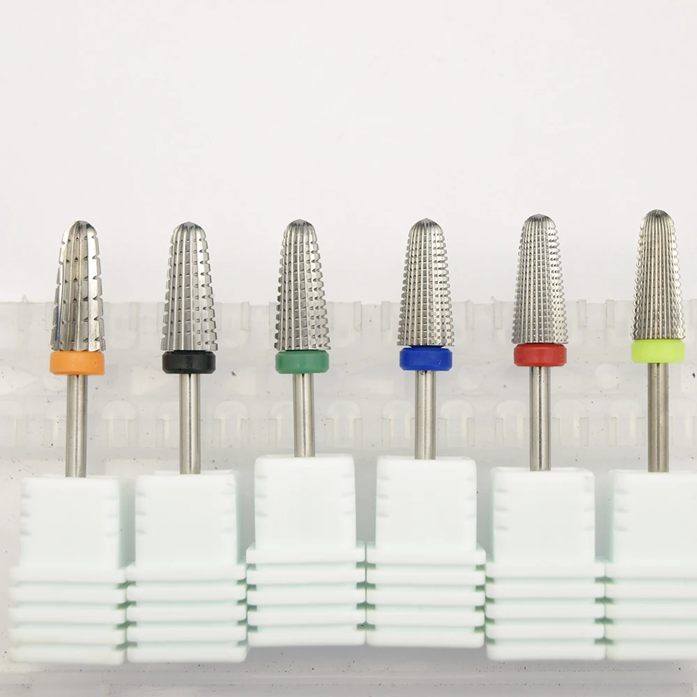 Nouveau! Forets à ongles en carbure de sécurité coniques 5 en 1, avec forets coupés, fraise en carbure, manucure, enlever les ongles en Gel, accessoires