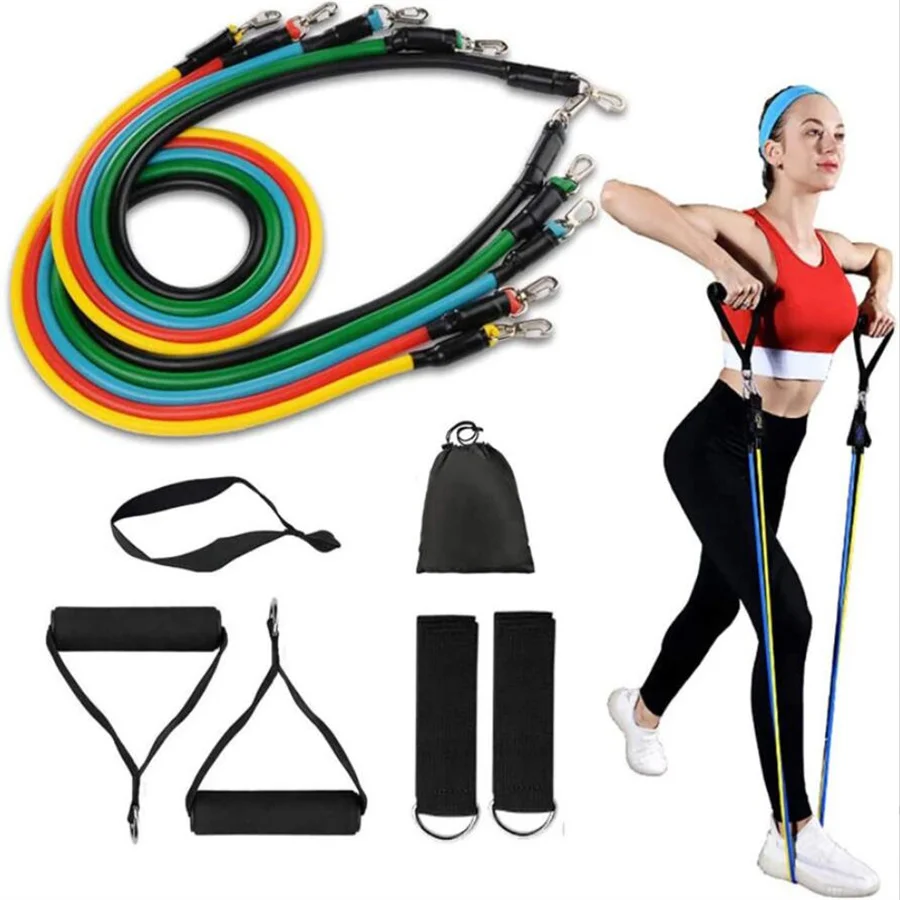 11pcs/Set Pull Rope, Resistance Bands, Portable Fitness Equipment, Ankle Strap, Chest Expander, Elastic Exercise Band