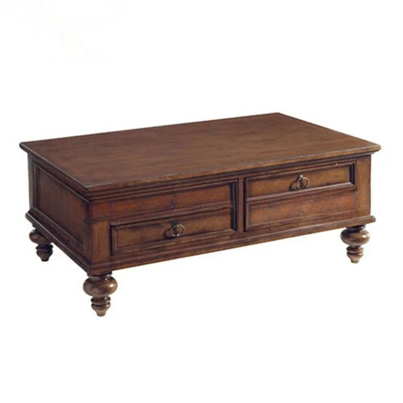 

American solid wood coffee table furniture living room oak old coffee table TV cabinet retro square phone table