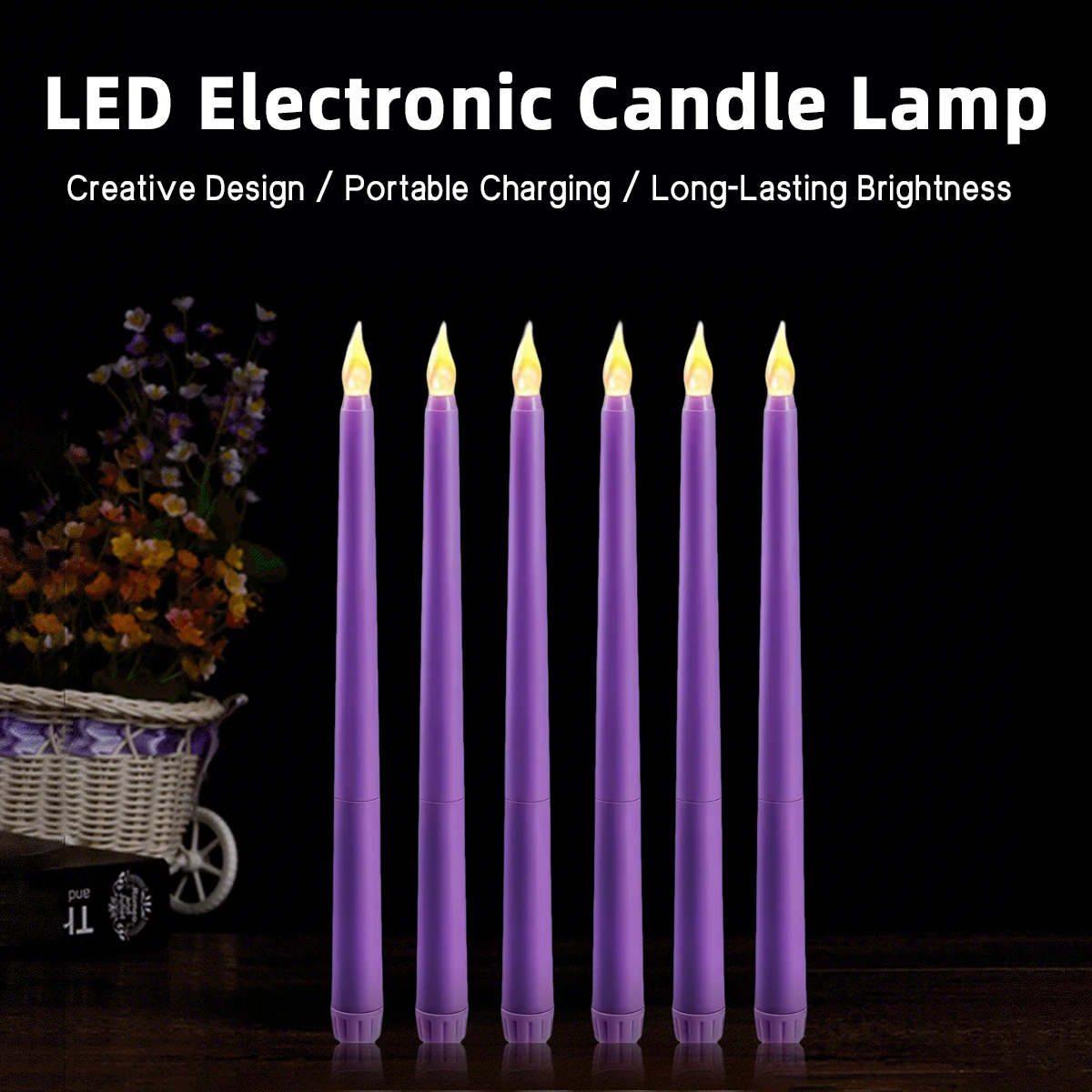 6 Piece LED Flameless Taper Candles for Wedding Arrangements Valentine S Day Decorations and Essential Home Table Candlesticks