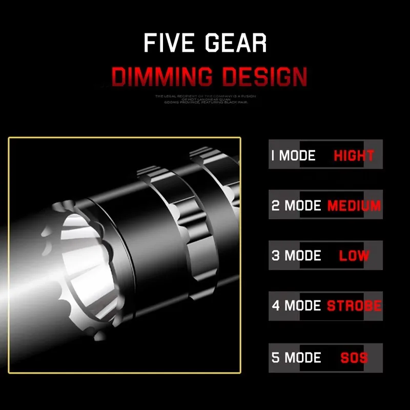 New 5000000LM High Power Powerful LED Flashlight Tactical Military Torch USB Camping Lanterna Waterproof Self Defence
