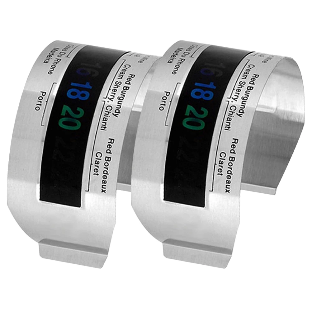 

2pcs Stainless Steel Wine Thermometer Bracelet Digital Bottle Thermometer Accurate Temperature Measurement Kitchen Cooking