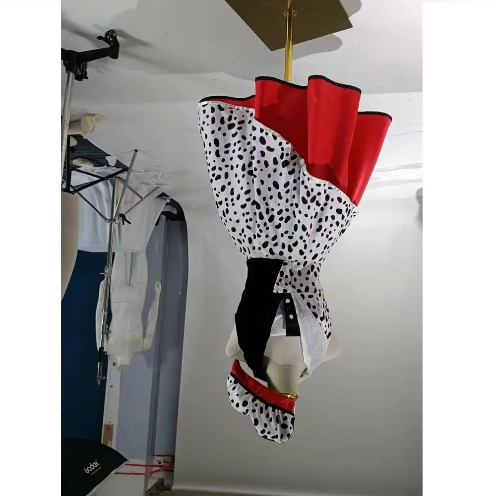 Disfraz de Halloween para Perro, Estilo Dálmata, con Puntos Blancos y Negros, Disfraz de Bruja o Diablo, Accesorios para Disfraces de Películas