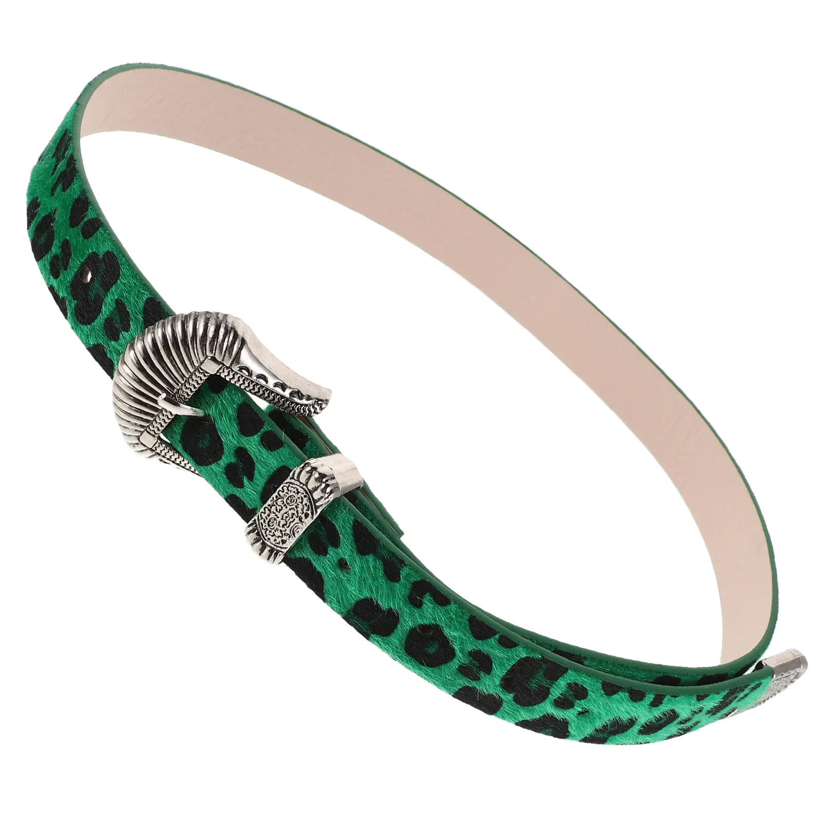 

Womens Leopard Print Belt Vintage Green Western Carved Wide Waistband Adjustable for Jeans Dress Casual Fashion