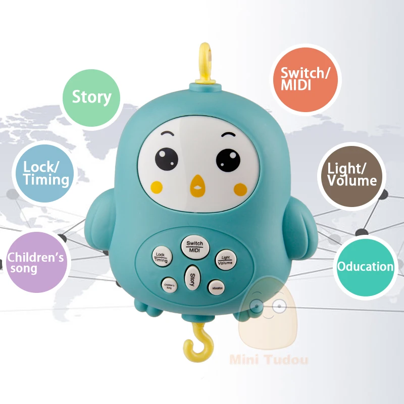 Baby Crib Mobile Rattle Toy For 0-12 Months Infant Rotating Musical Projector Night Light Bed Bell Educational For Newborn Gift