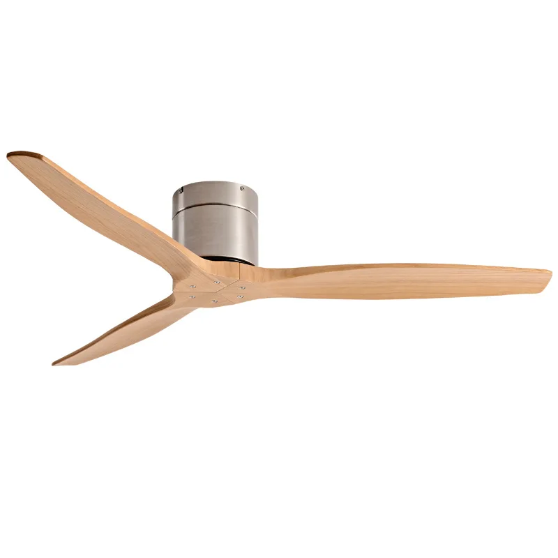 Silent Energy-Saving Ceiling Fan Lights Conference Room Cafe Solid Wood Ceiling No Light Fan Minimalist Ceiling Fan LED Lighting