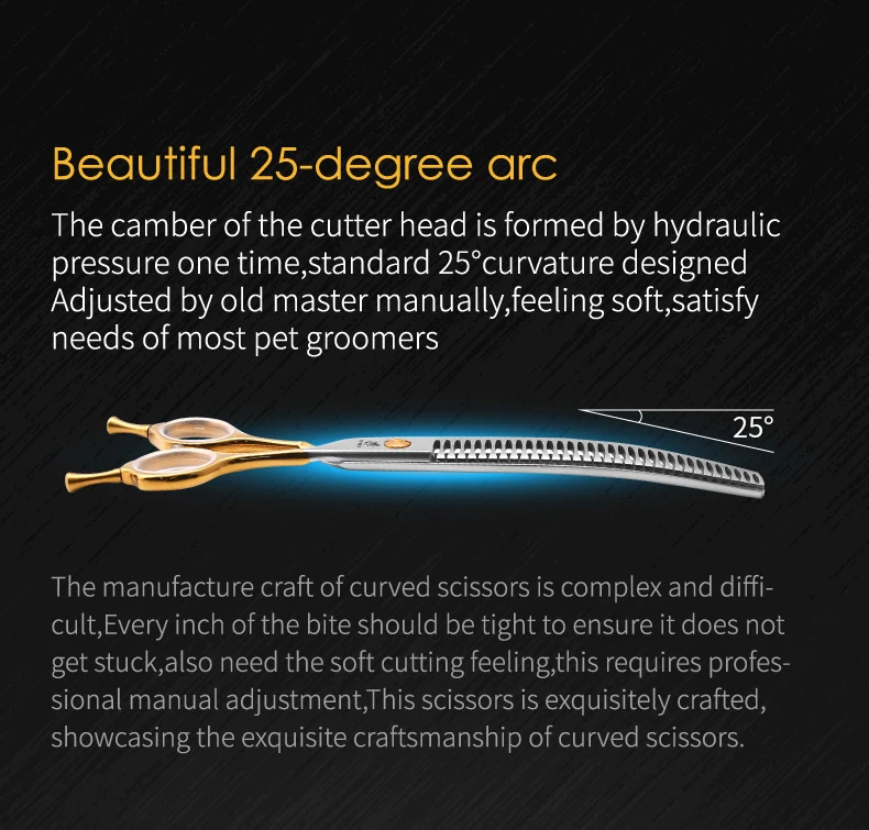 Fenice JP440C High Quality 7.0/7.5 inch Professional Dog Grooming Scissors Curved Chunker Scissors Grooming for Dogs Face Body