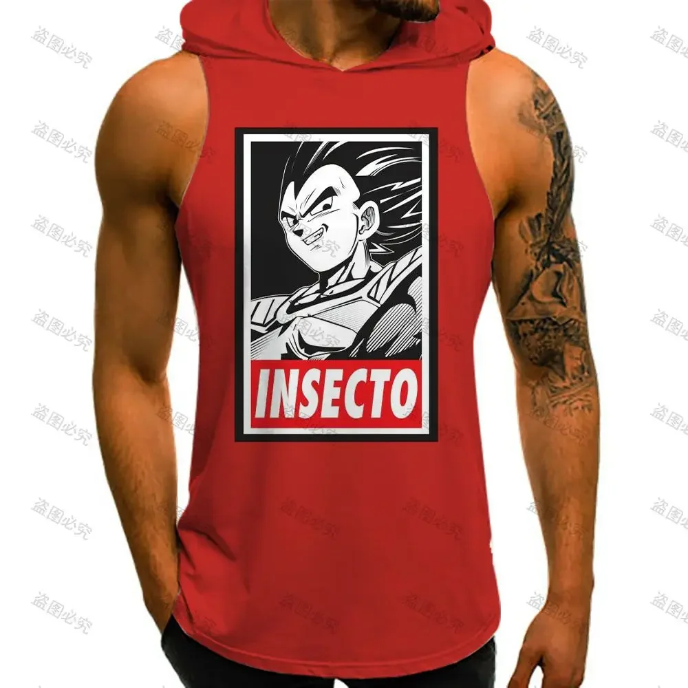 

Goku Gym Men's Vest With Hood Dragon Ball Z European Size Sleeveless Vests Summer Anime S-3XL High Street Harajuku 2024 Vegeta