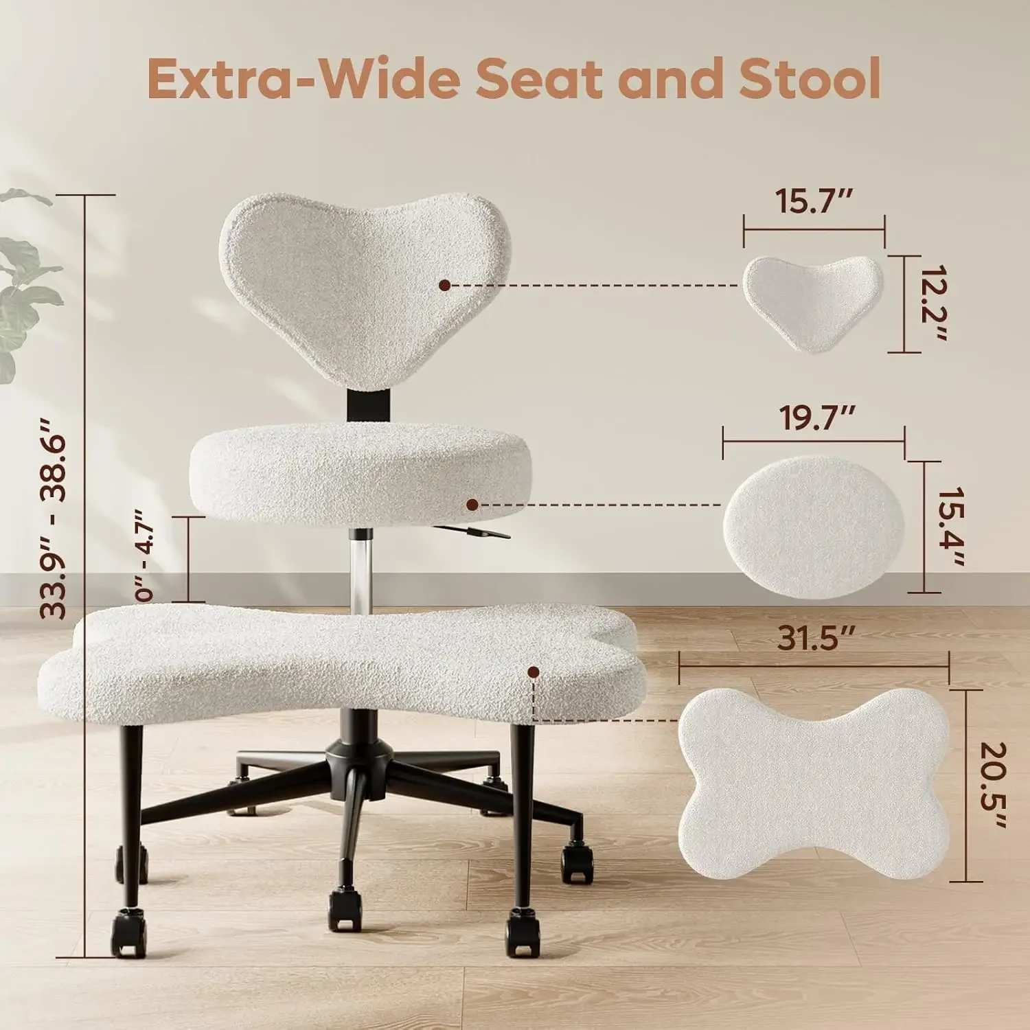 [¡Envío gratis, ¡Nueva llegada! ]Silla ergonómica con patas cruzadas, 360 ° Silla de meditación giratoria con ruedas, asiento regulable en altura para