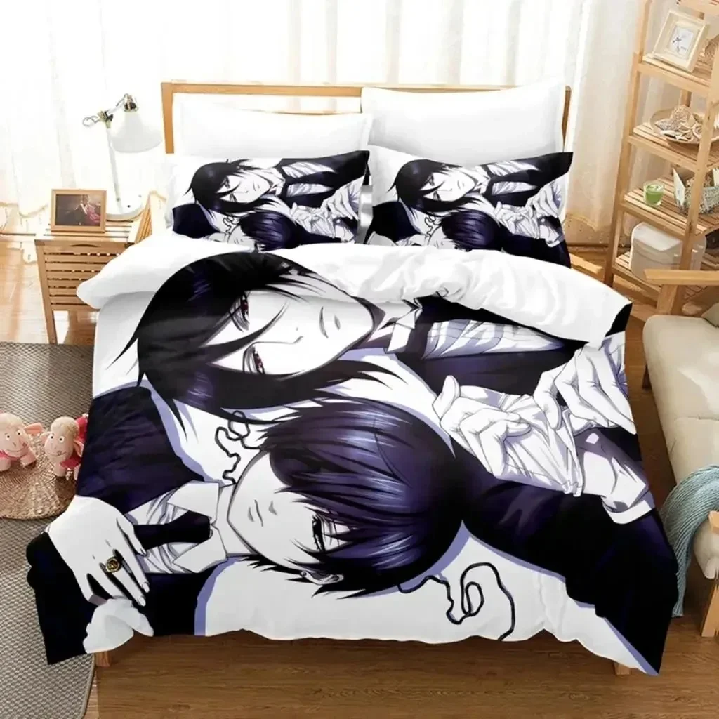 

3D Print Anime Black Butler Bedding Set Double Twin King Duvet Cover Comforter Pillowcase Boys Girls Adults Bedroom