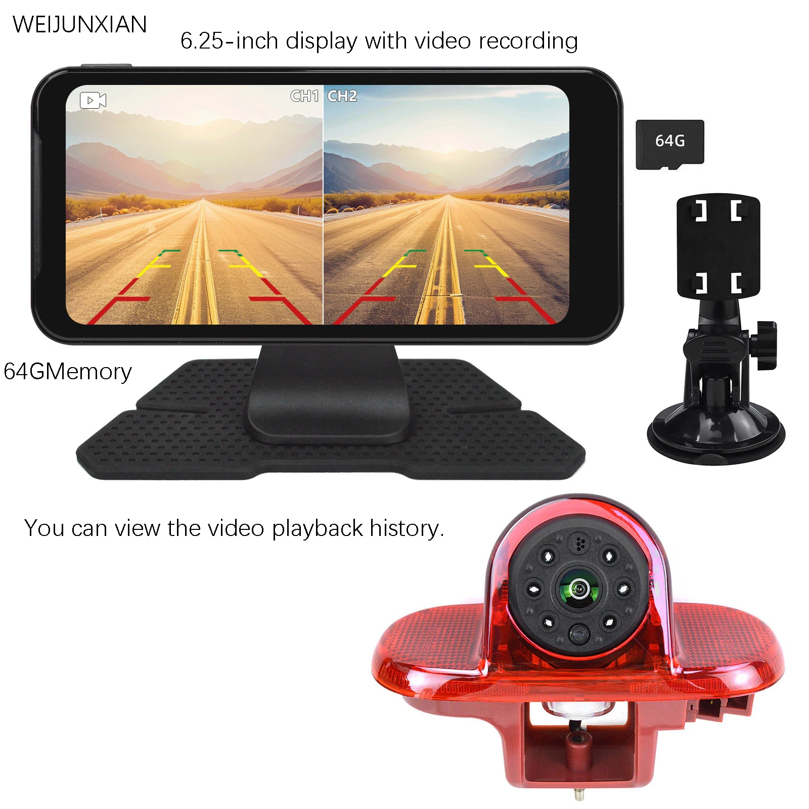 

Camera with loop recording function, dual-screen display package, suitable for "Renault Transport, Opel/Vauxhall 2001-2014"
