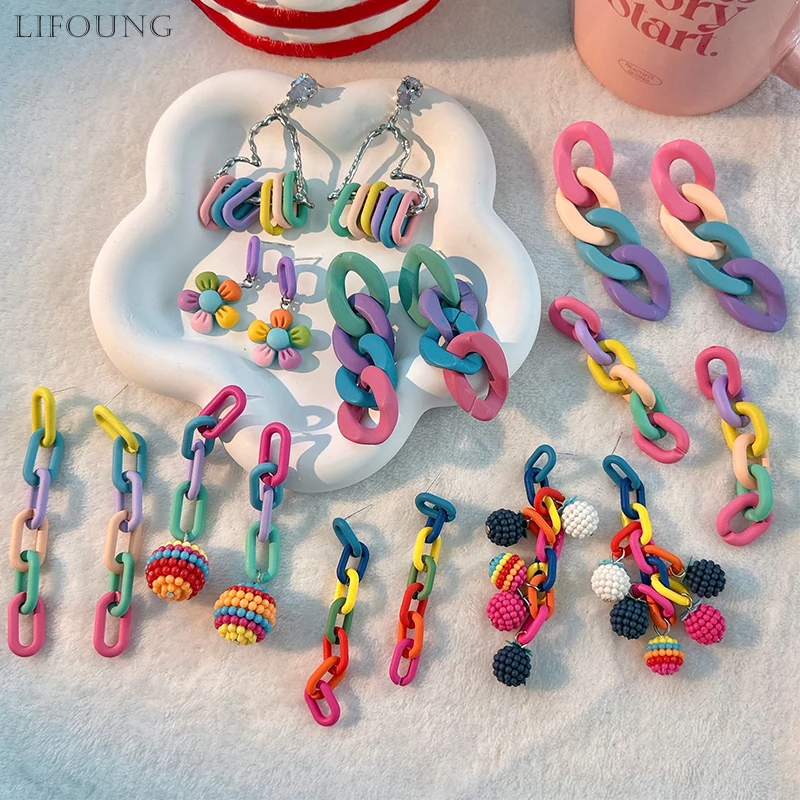 Multi Candy Sweet Color Earrings Boho Cute Romantic Post Studs Colorful Fashion Jewelry Travelling Accessories Girl Gift 2023344