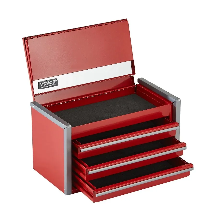 

Tool Box 8.6-inch Portable Metal Tool Box 3 Drawers Tool Organizer Red