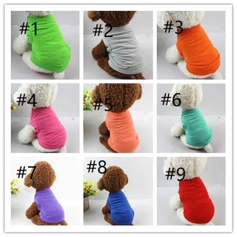 

Pet T Shirts Solid Dog Clothes Fashion Top Shirts Vest Cotton Clothes Dog Puppy Small Dog Clothes Cheap Pet Apparel JXW210