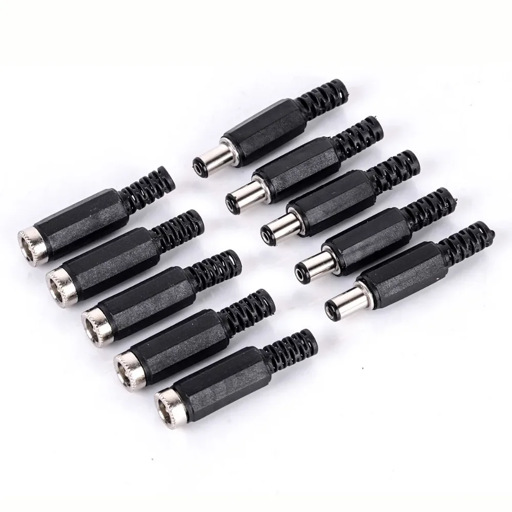 10Pcs 2.1mm x 5.5mm Male DC Plug Electrical Socket Outlet Power Jack Plugs For DIY Projects