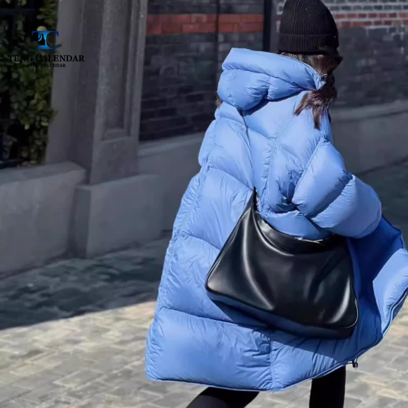 Mid-length Down Jacket, Korean Style Elegant and Thick Yet Lightweight Hooded Bread Coat, Women's Winter 2026 New Style