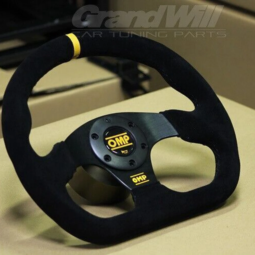 D Sharp Universal 330MM Racing Drift OMP Steering Wheel Car Suede Leather JDM Steering Wheel Volantes For VW HONDA TOYOTA BMW