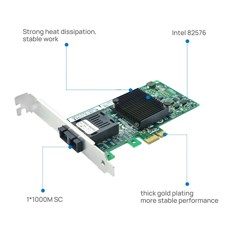 Carte réseau Ethernet Gigabit LR-LINK LX, adaptateur pci-express, Fiber optique pour serveur de bureau, Intel 82576, 1000Base-LX