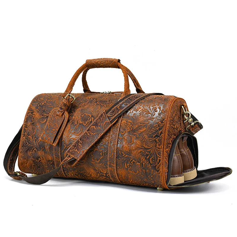

Large Luxury Genuine Leather Duffel Bag Travel Weekender Shoulder Bag for Men Women Cow Leather Waterproof Carry On Luggage Bag